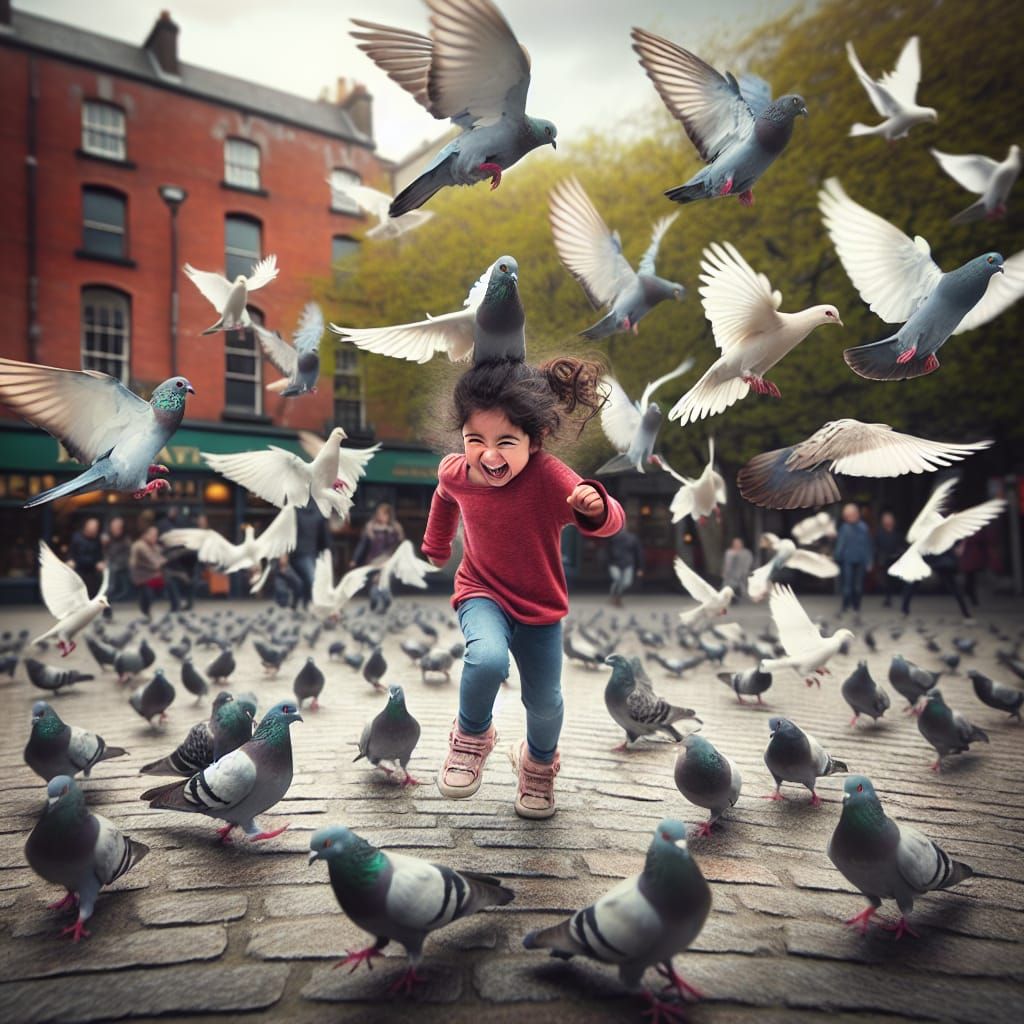 Doves and Pigeons in the plaza