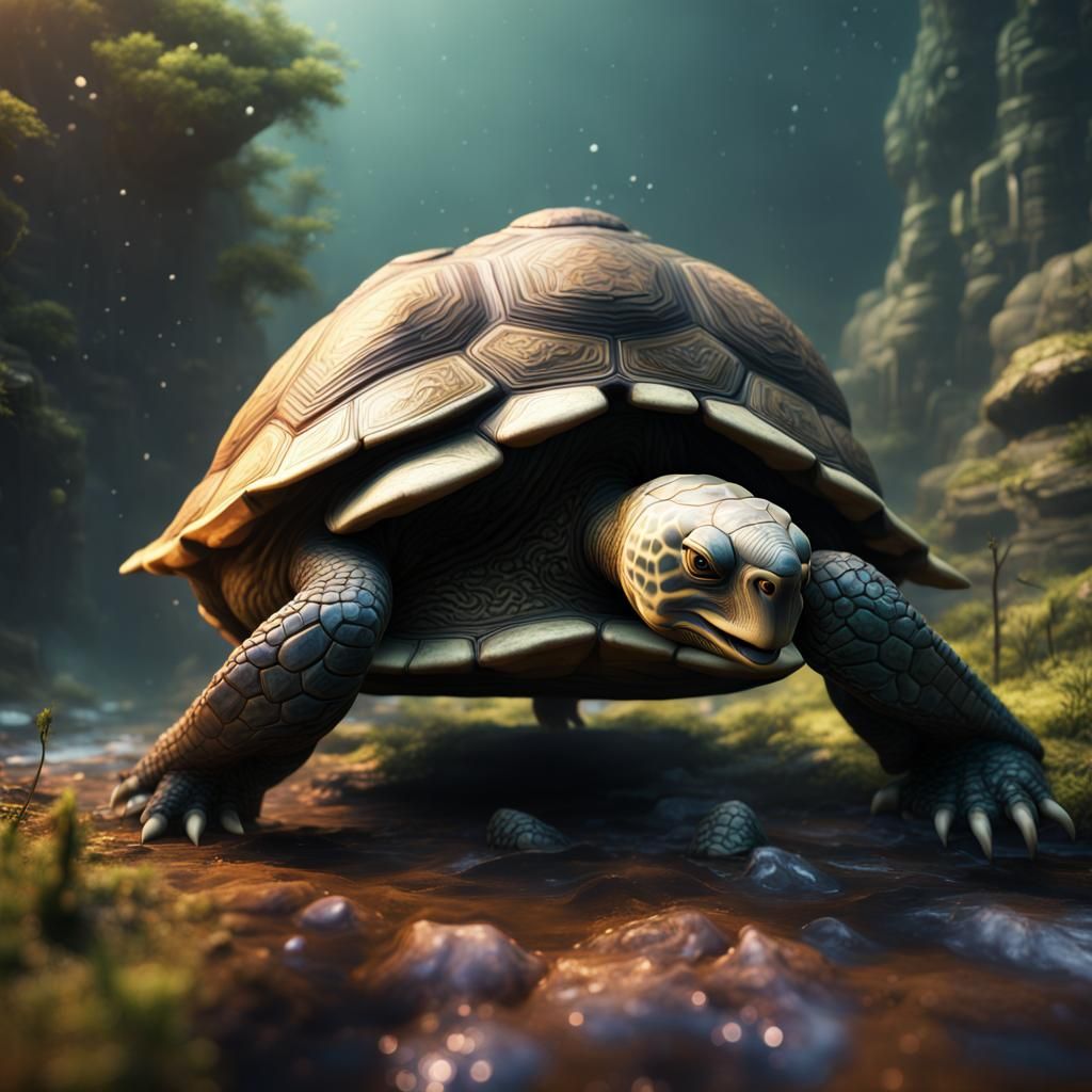 Fantastical Turtle in Detailed Matte Painting
