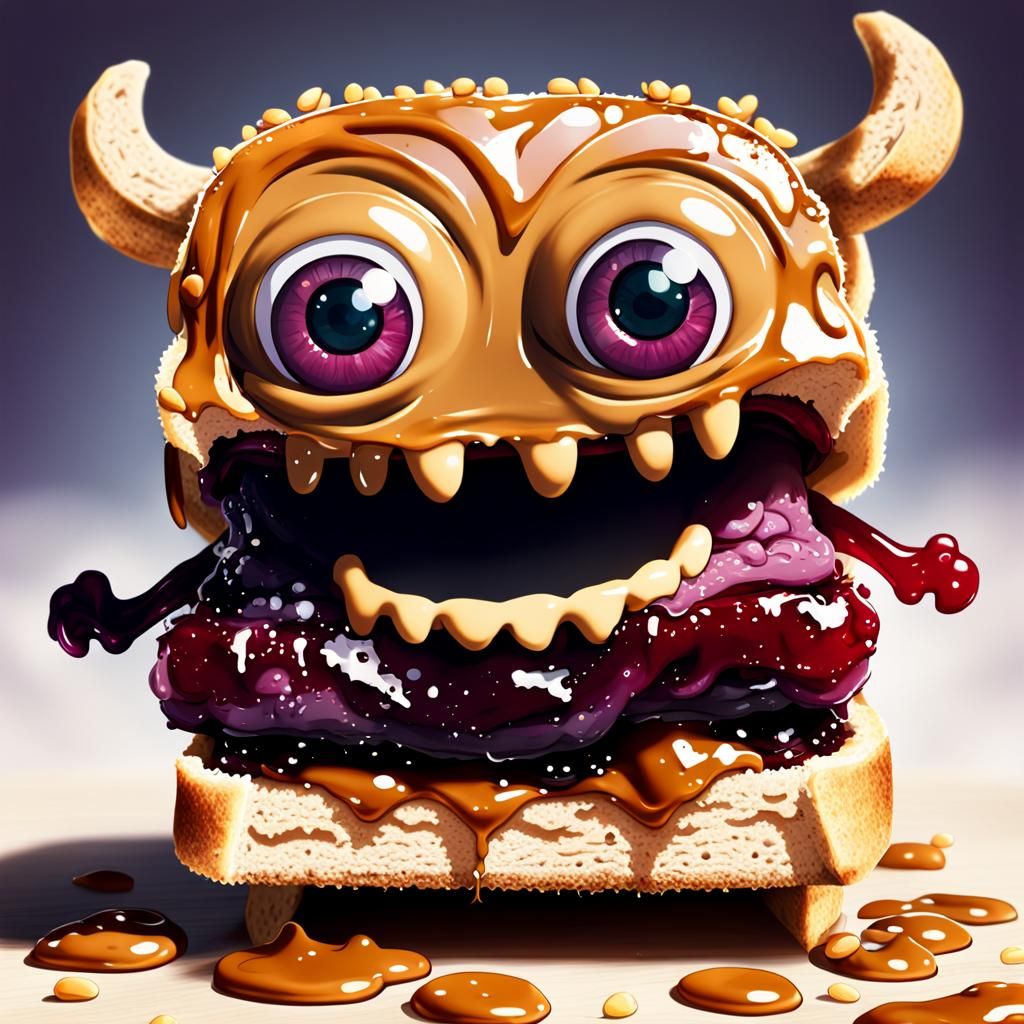 Peanut butter and jelly sandwhich monster