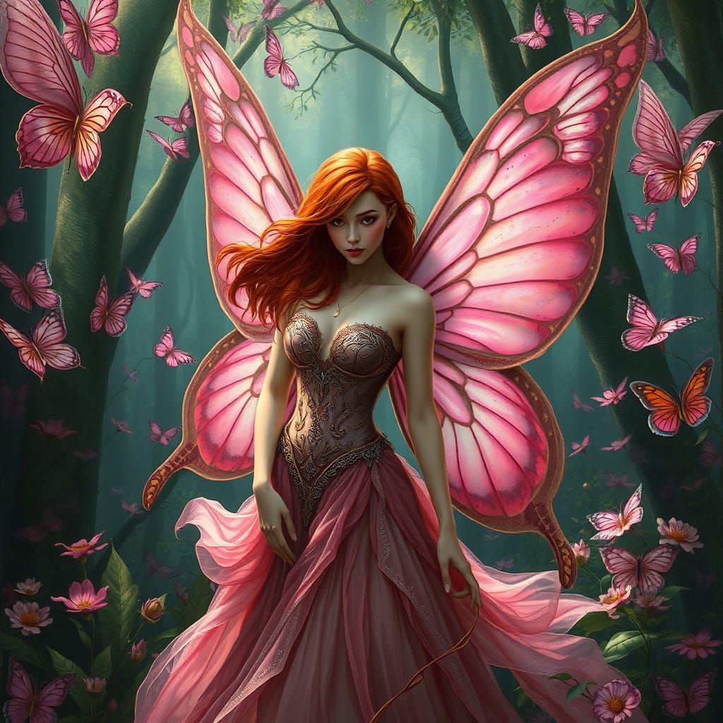 A captivating and surreal illustration of a seductive fairy ...