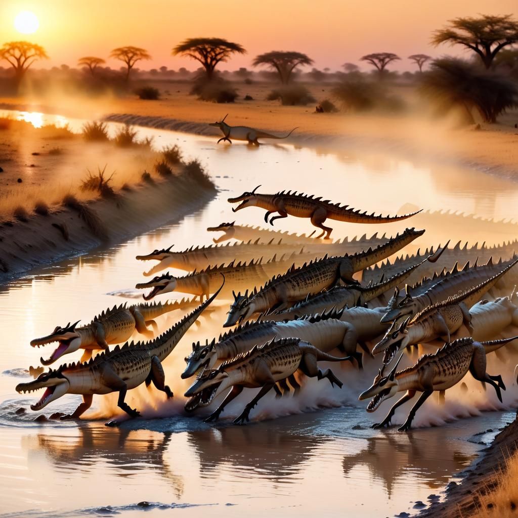 Crocodile Ambush on the African Riverbank