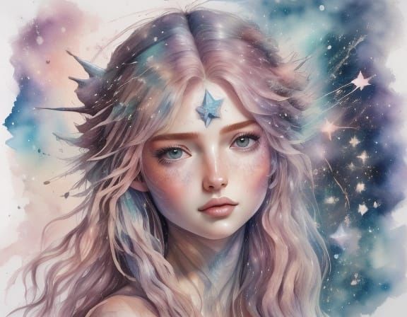Pastel Watercolour Portrait of a Celestial Being