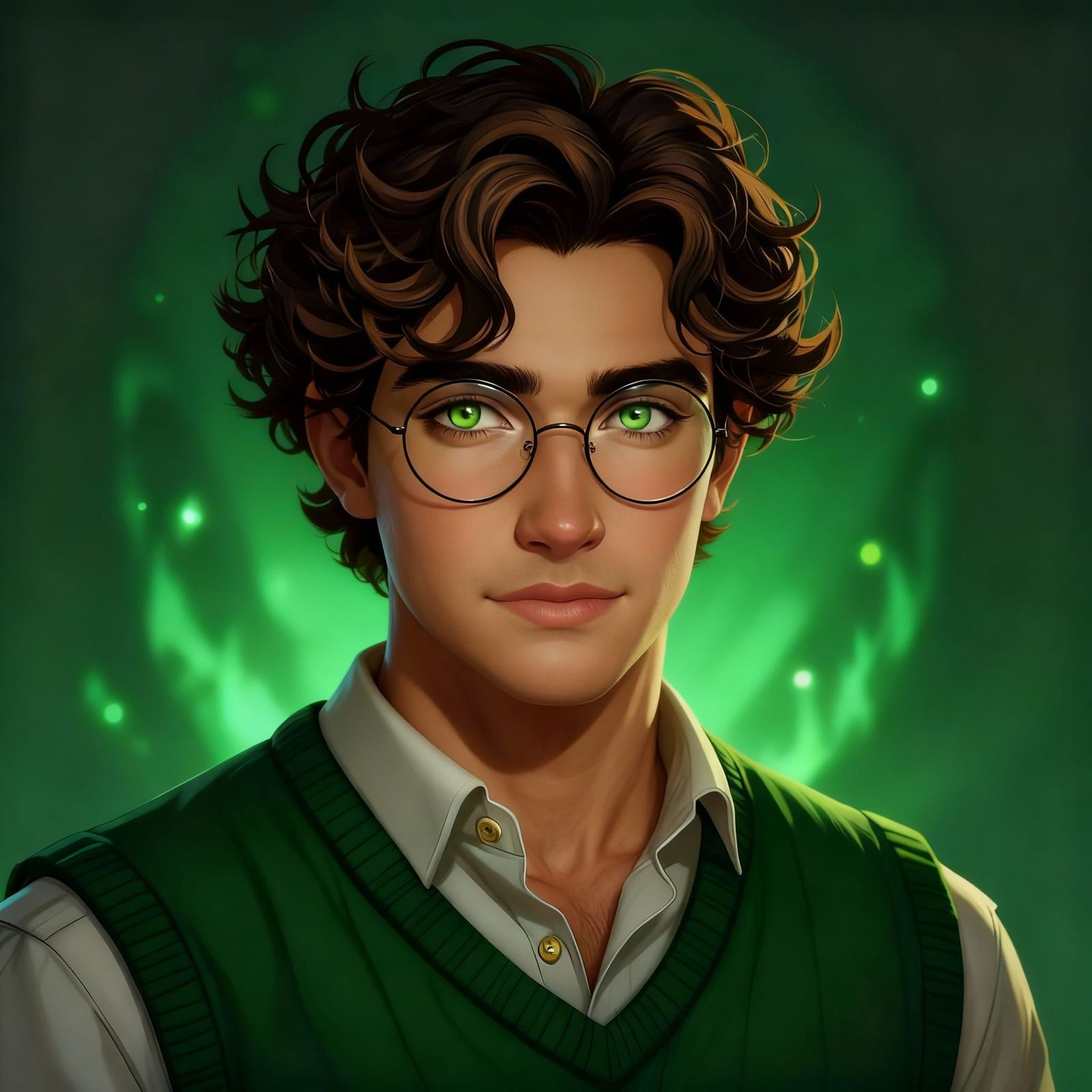 William Sitterson from Legendborn in Green Sweater Vest