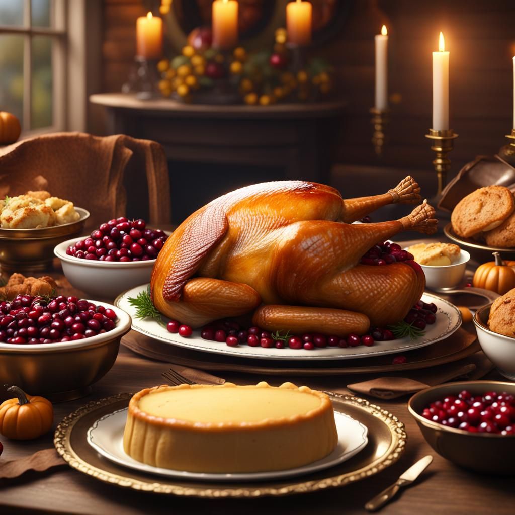 Thanksgiving Feast: Golden Turkey and Holiday Dishes