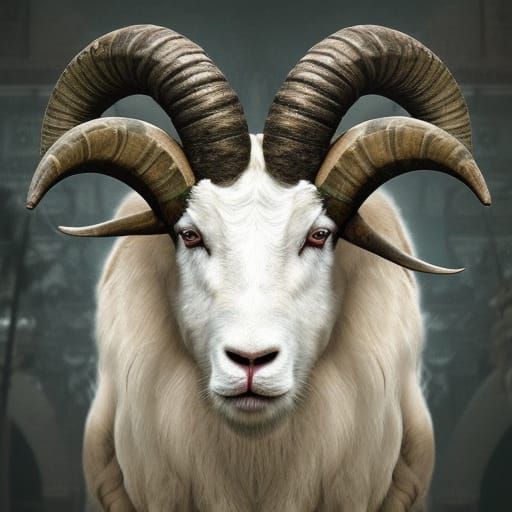 Majestic White Ram with Green Eyes Digital Art