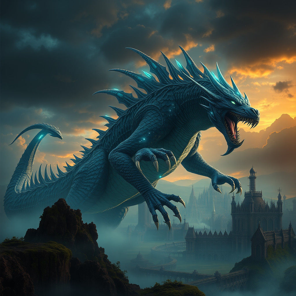 Majestic Monster in Mystical Landscape, Unreal Engine 5