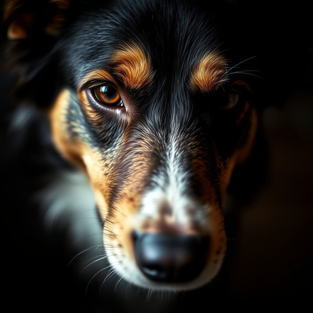 Intimate Border Collie Portrait in Moody, Cinematic Style