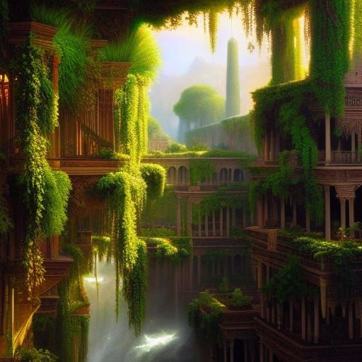 Hanging Gardens of Babylon: Dark Fantasy Concept Art
