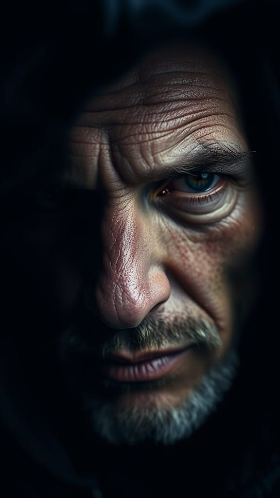 Weathered Sailor Portrait in Tenebrism Style