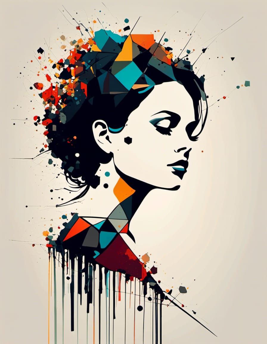 Geometric Silhouette Portrait in Minimalist Style