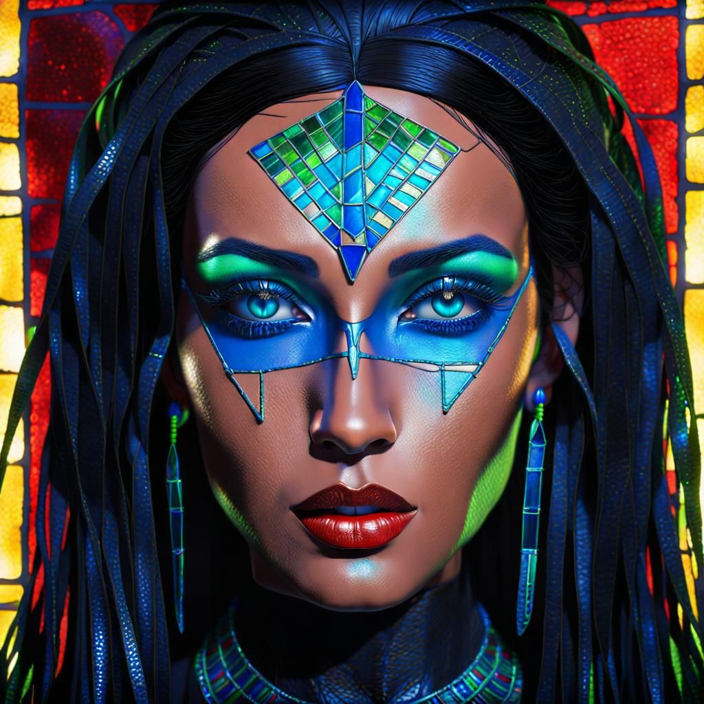 Egyptian Pharaoh Woman with Laser Eyes in Gothic Fantasy Sty...