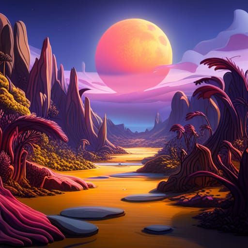 Exotic Alien Flora in a Colorful Landscape