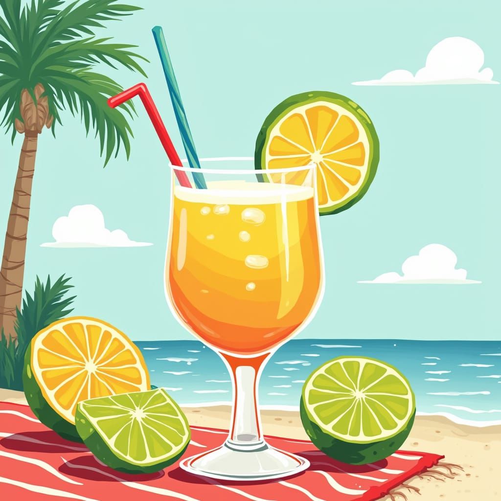 Vibrant Cocktail Banner for Summer Party, Playful Style