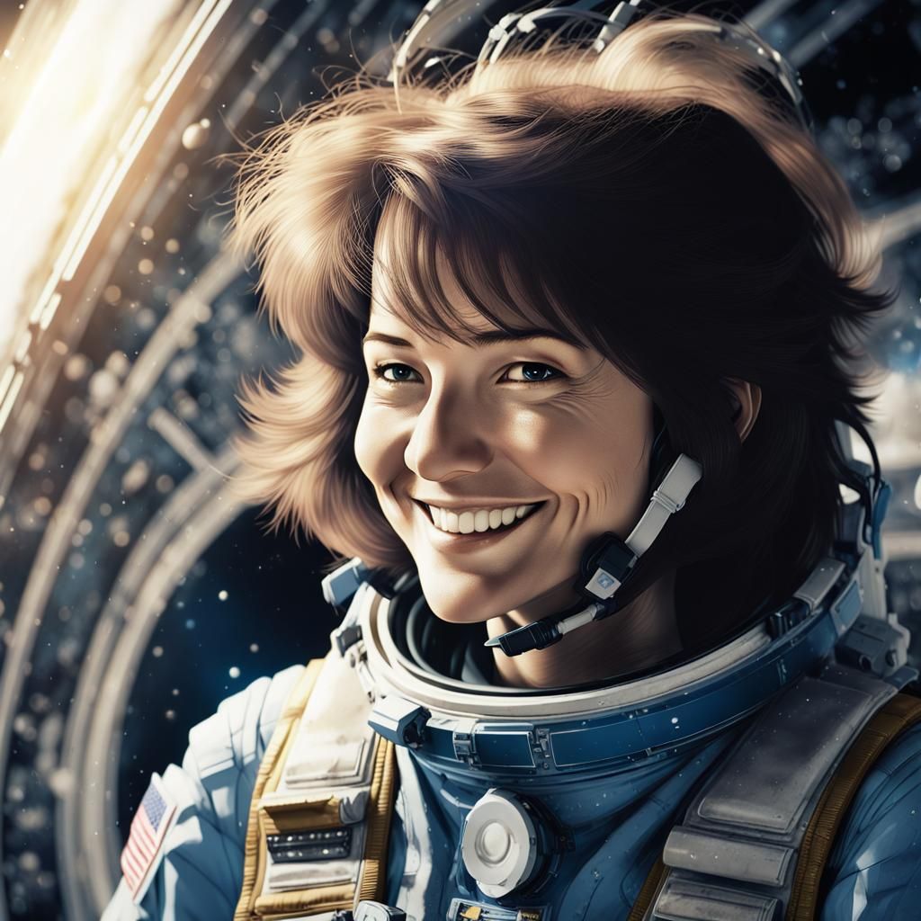 Sally Ride: Famous Astronaut in Anime Style