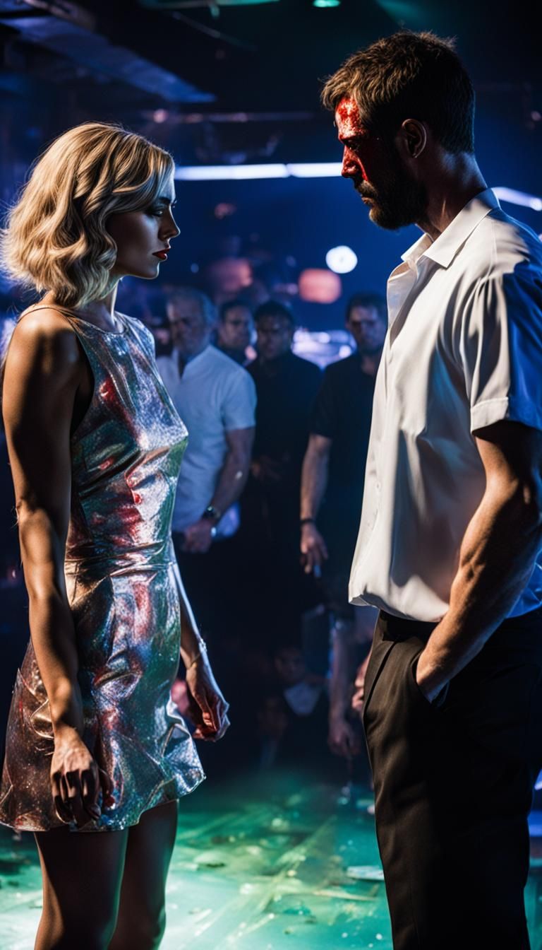 Nightclub Encounter: Woman and Battered Man