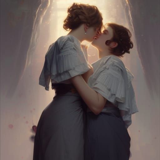 Romantic Portrait of Two Lovers in Ethereal Lighting