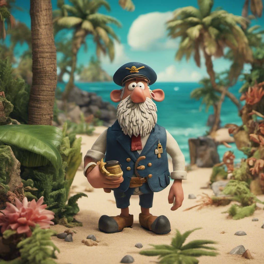 Stranded Sea Captain: Aardman-Style Tropical Island Concept