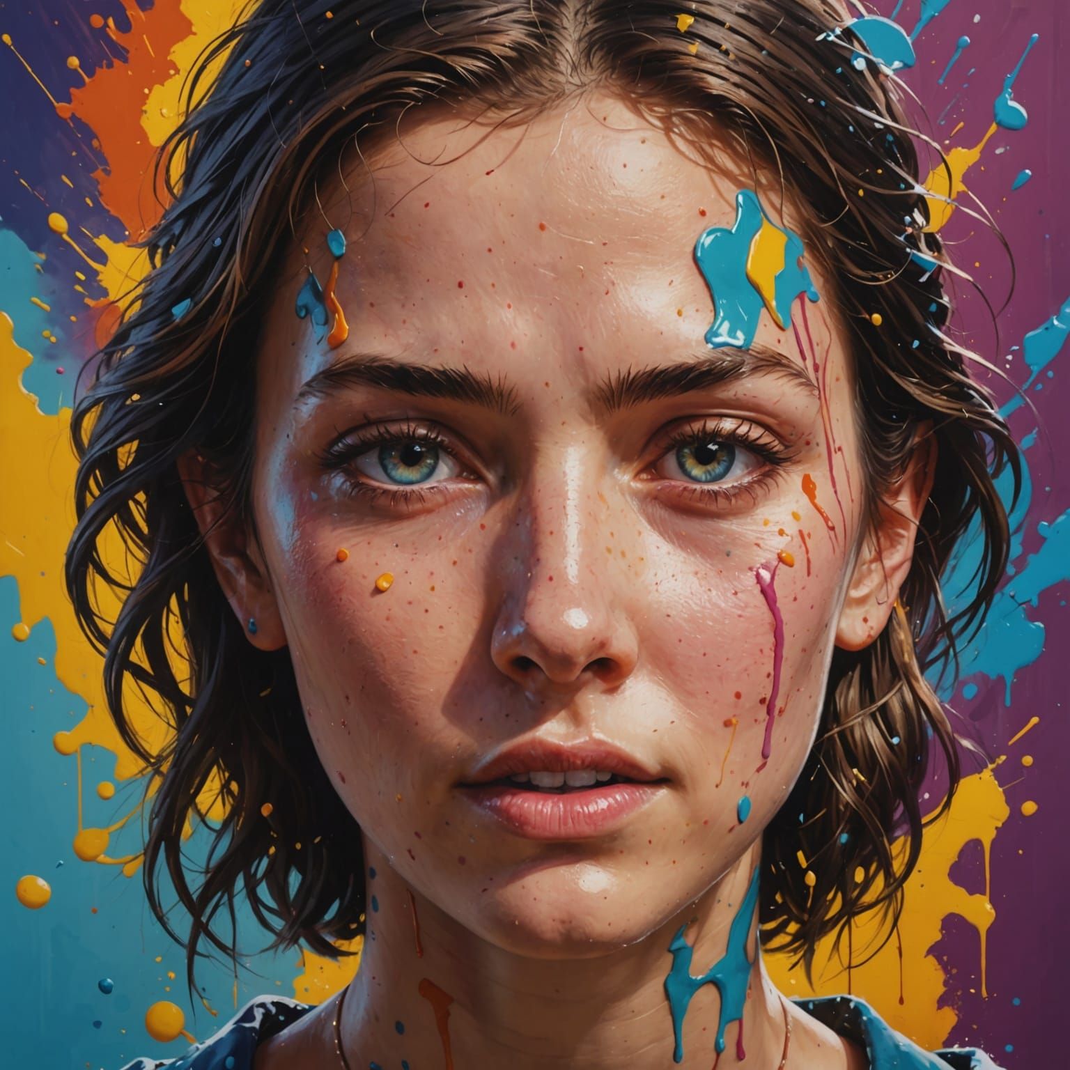 Vibrant Figure Exudes Completion in Hyperrealistic Splash Ar...