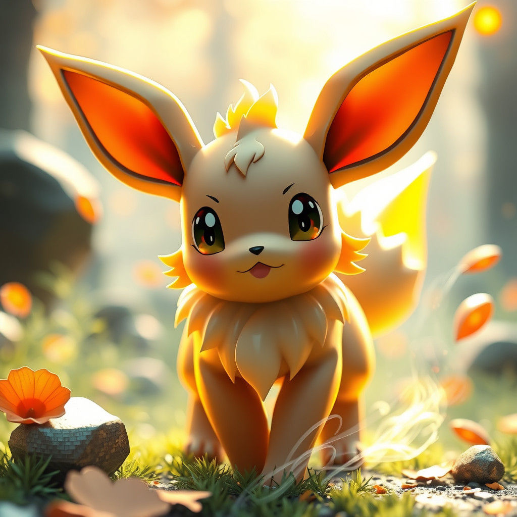 Detailed 3D Anime Art of Eevee Pokemon