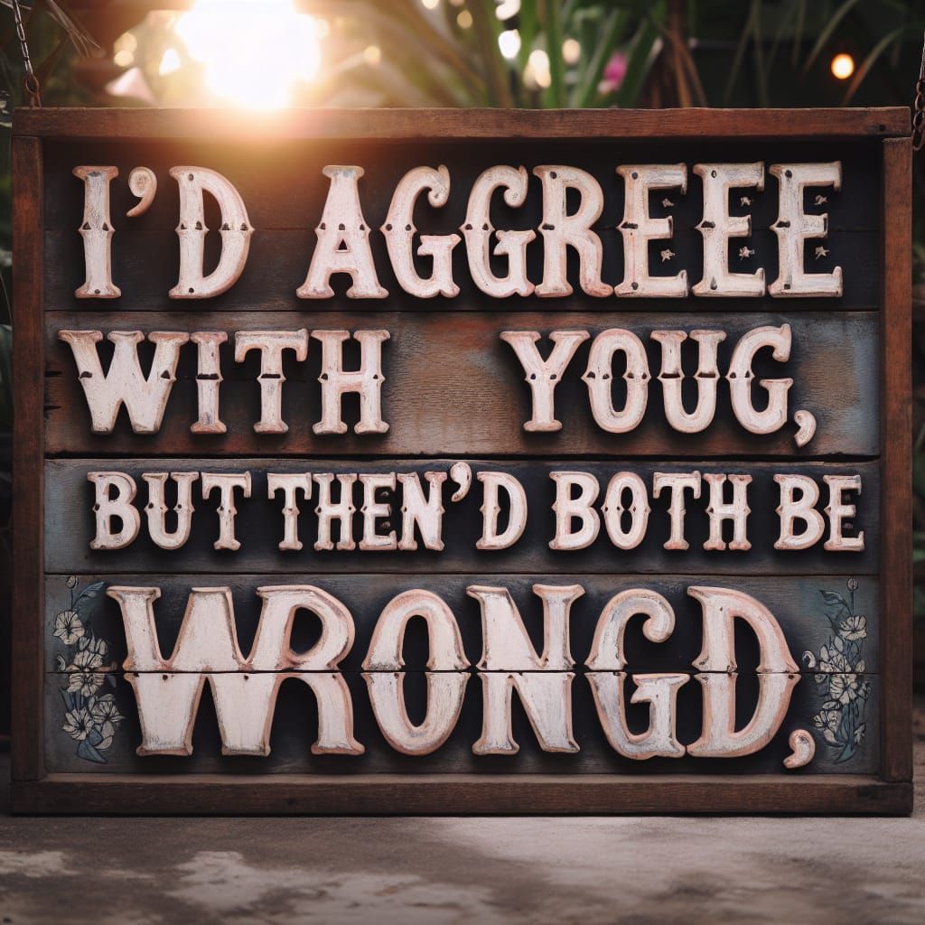 Humorous Quote on Vintage Wooden Signboard