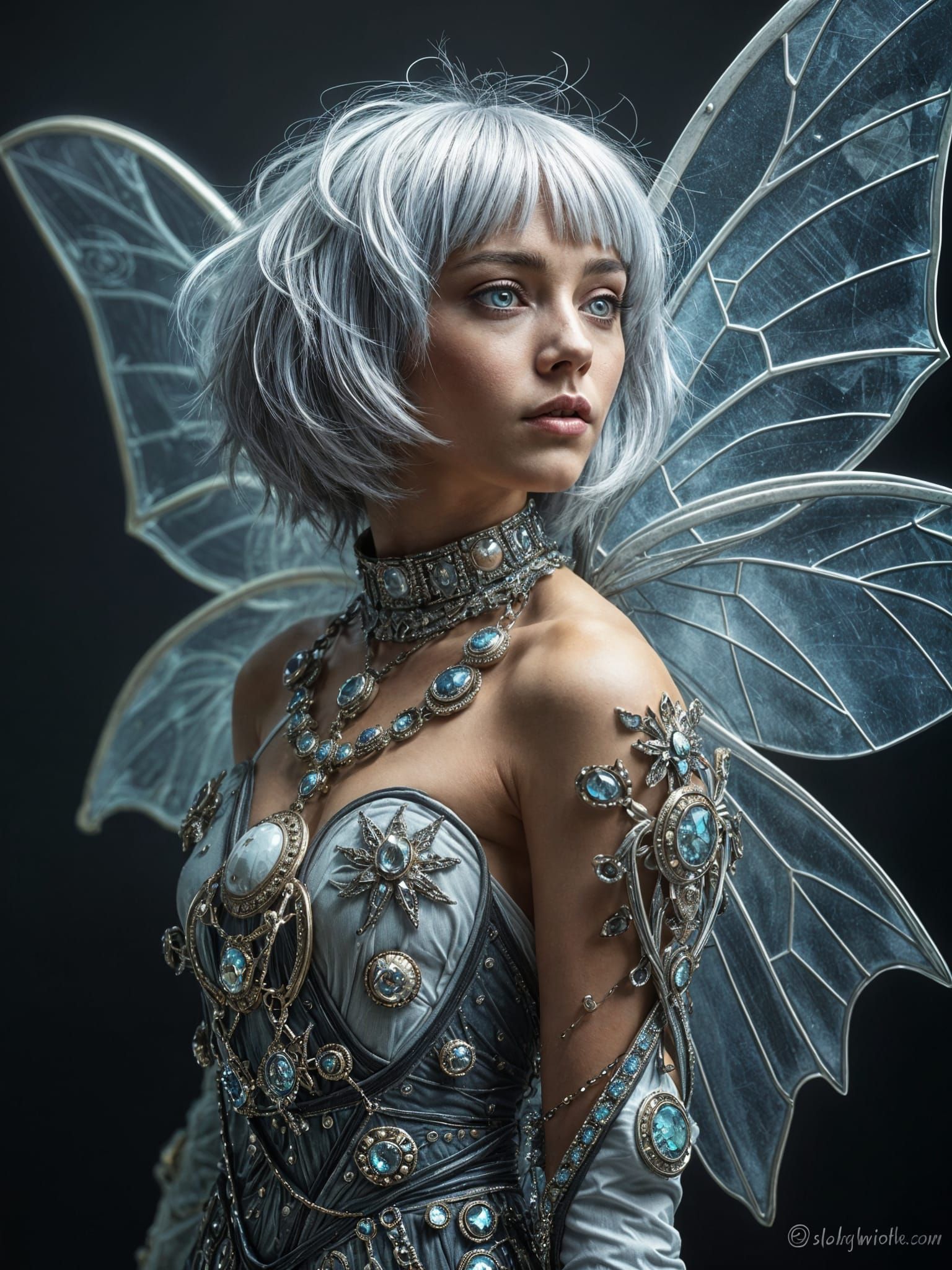 Futuristic Celestial Woman with Butterfly Wings
