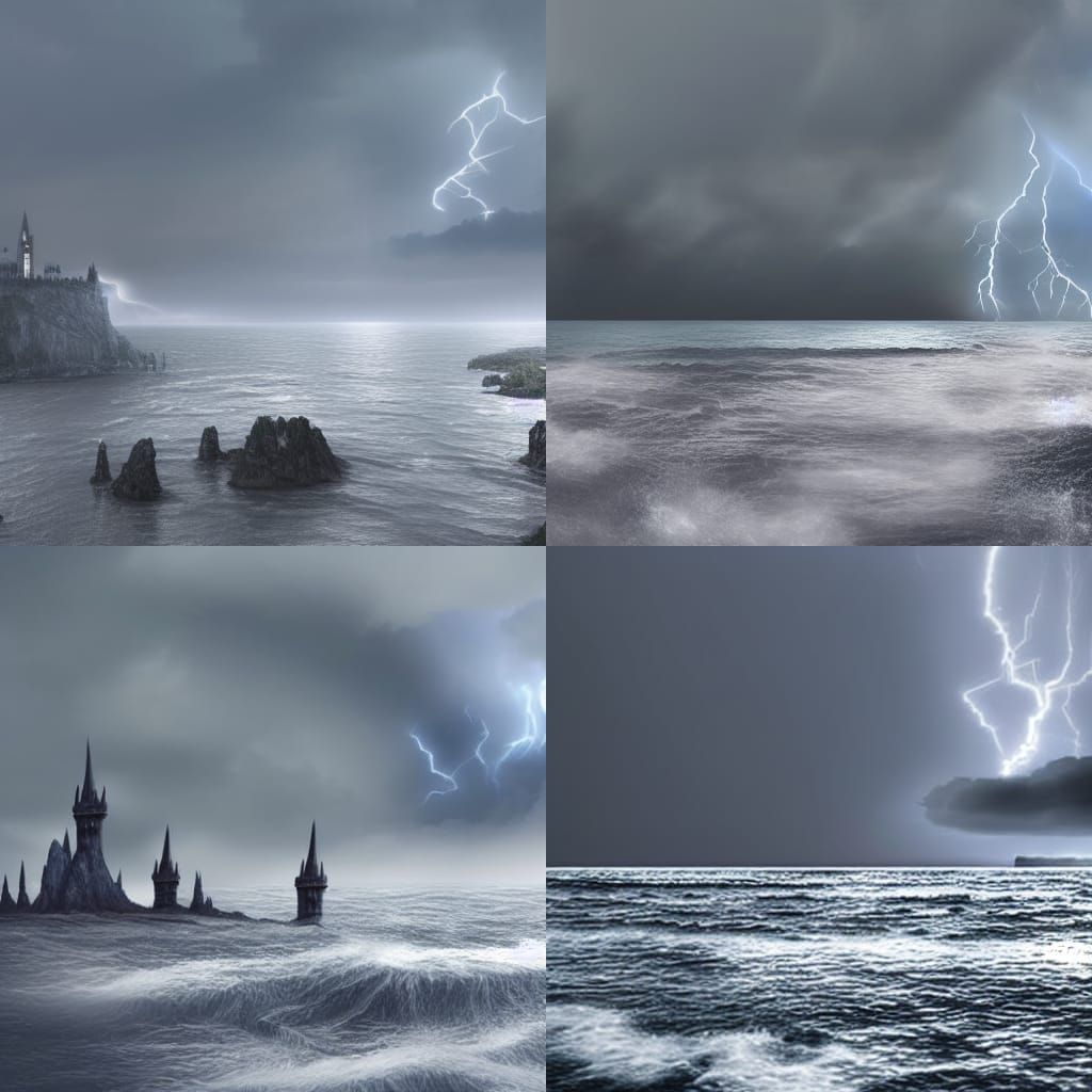 Foreboding Castle Tower in a Thunderstorm