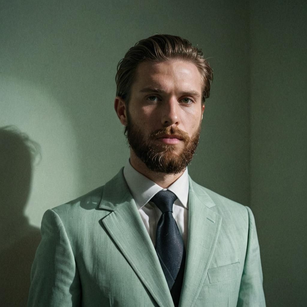 Bearded Model in Celadon Porcelain Suit
