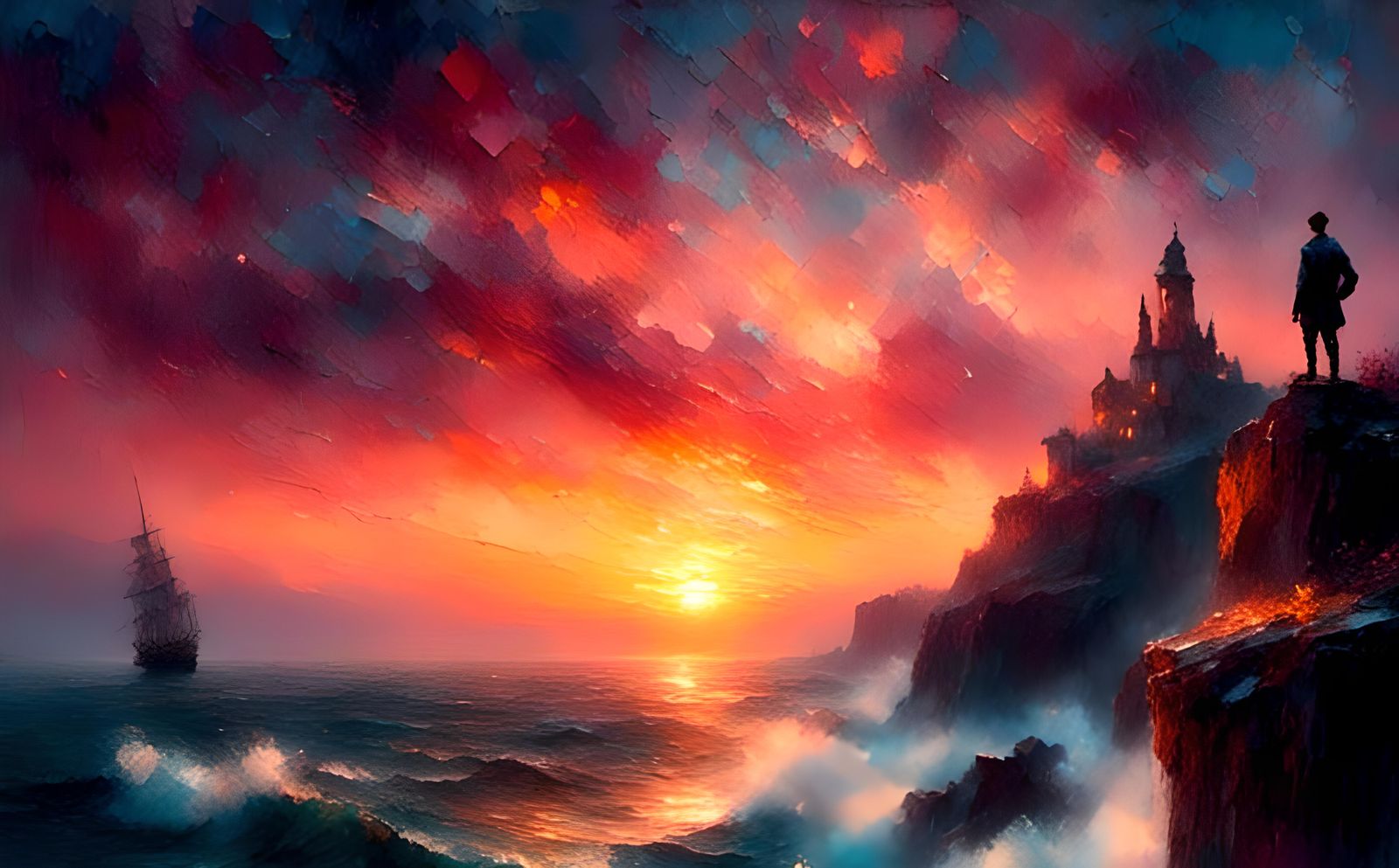 Man at World's Edge: Matte Oil Painting