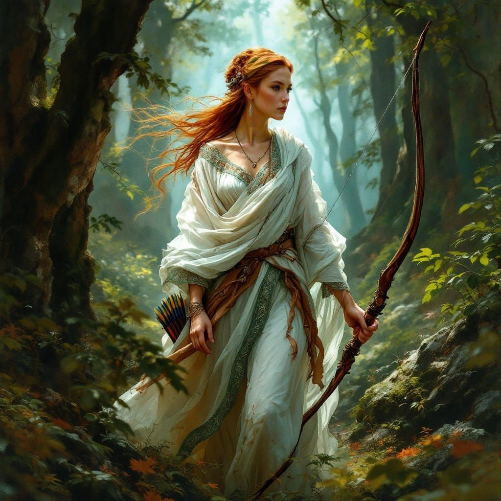 Georgian Goddess of the Hunt in Ancient Forest