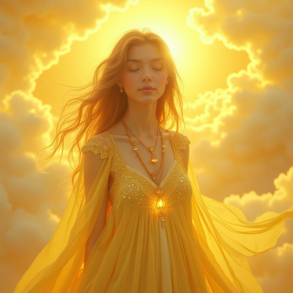 Ethereal Goddess in Golden Aura