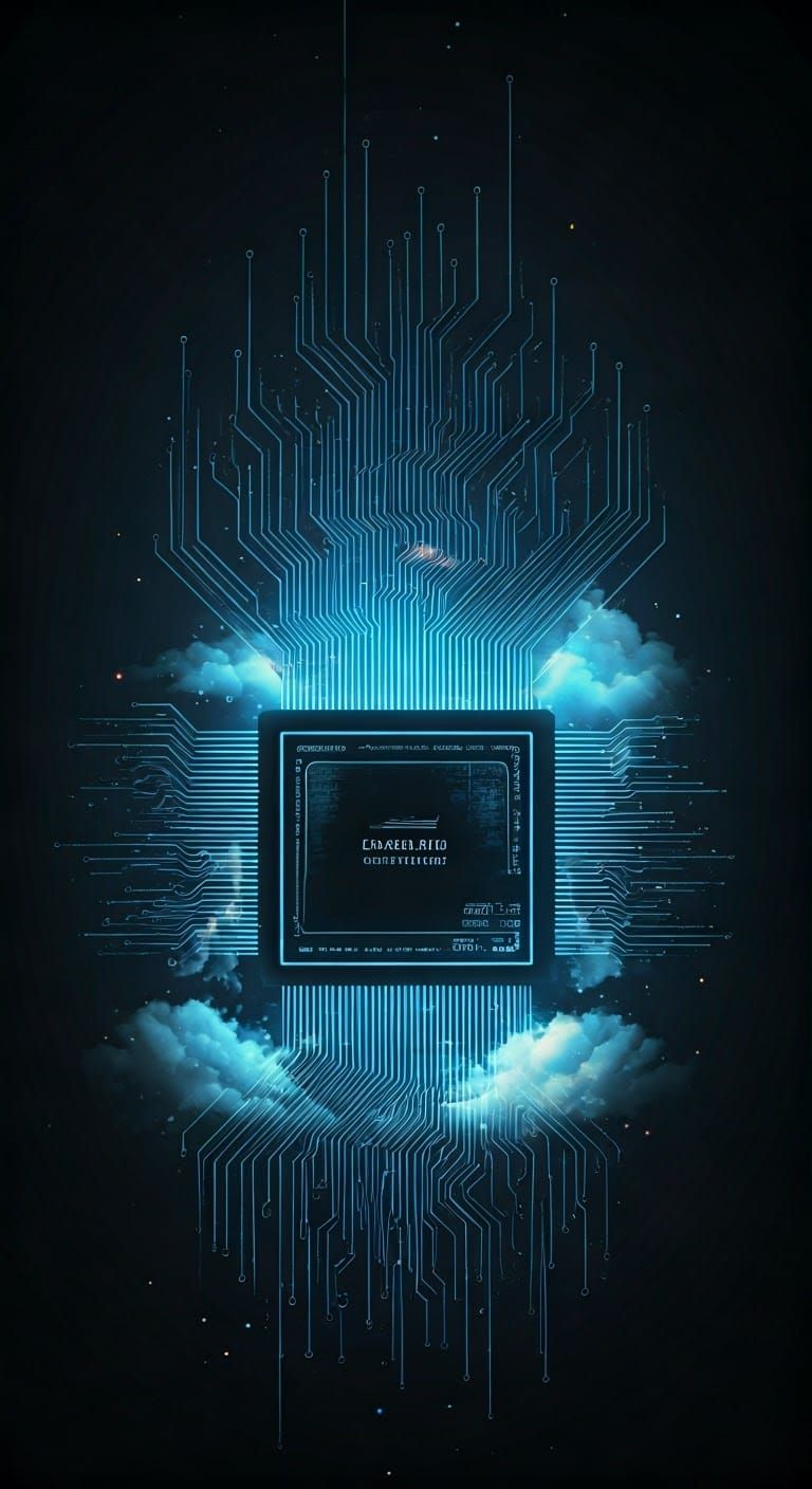 Ethereal Cyberpunk Computer Scene in Whimsical Futuristic St...