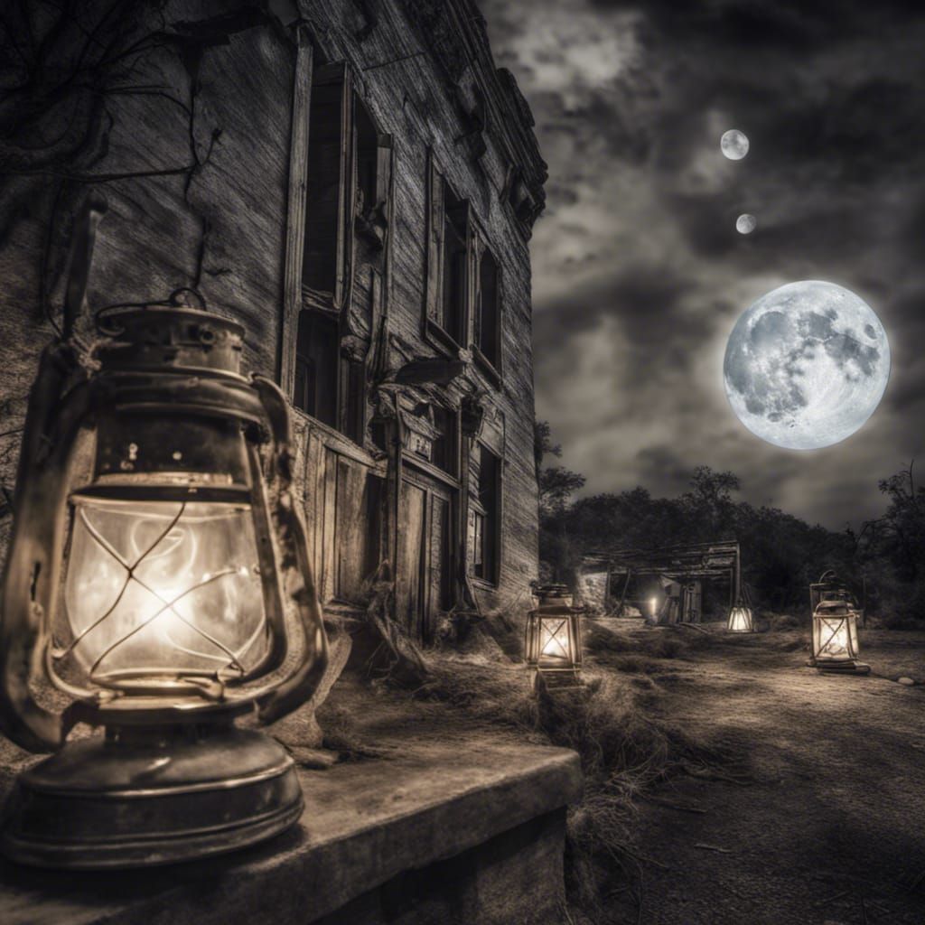 Eerie Haunted Ghost Town at Night