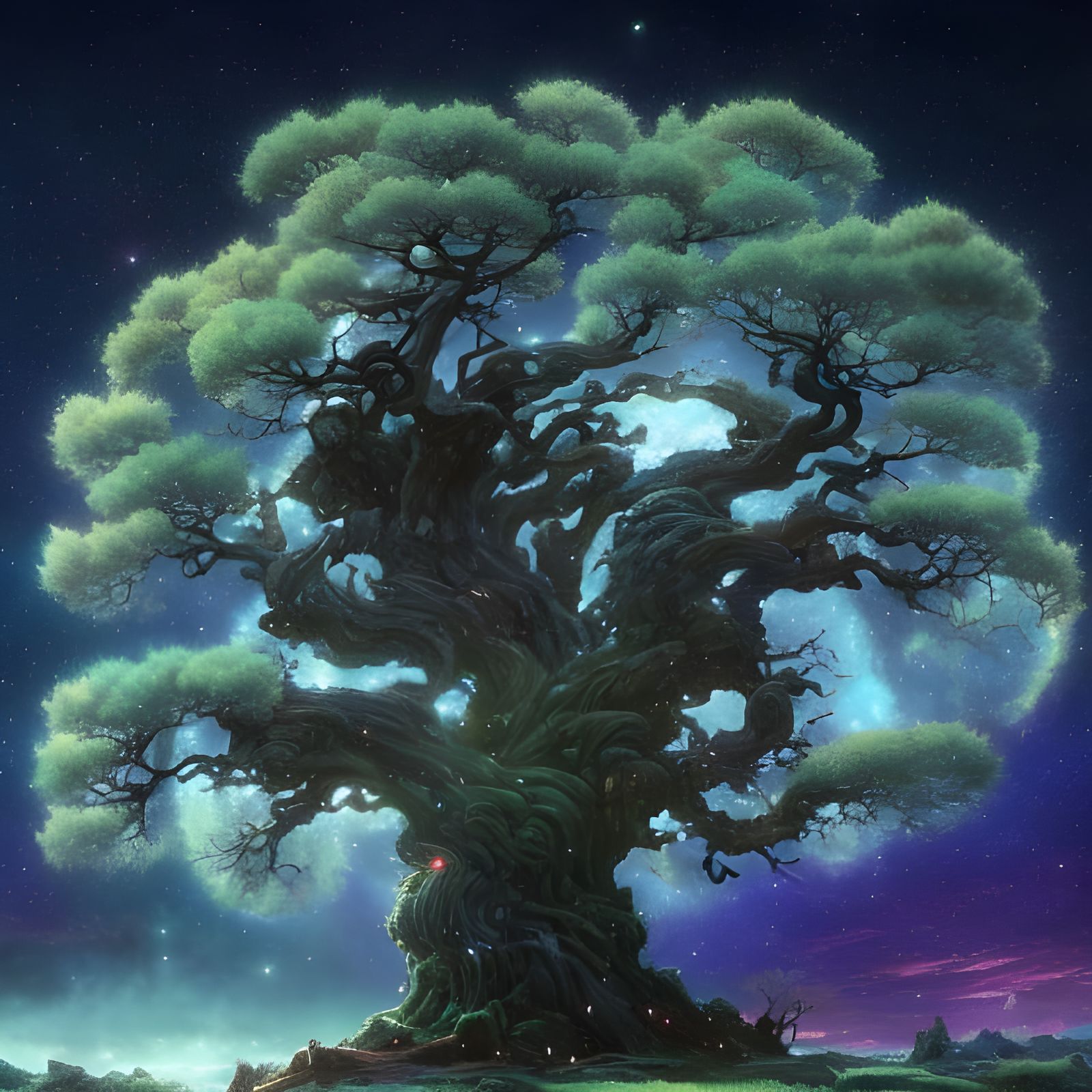 Epic Fantasy Landscape with Ancient Tree
