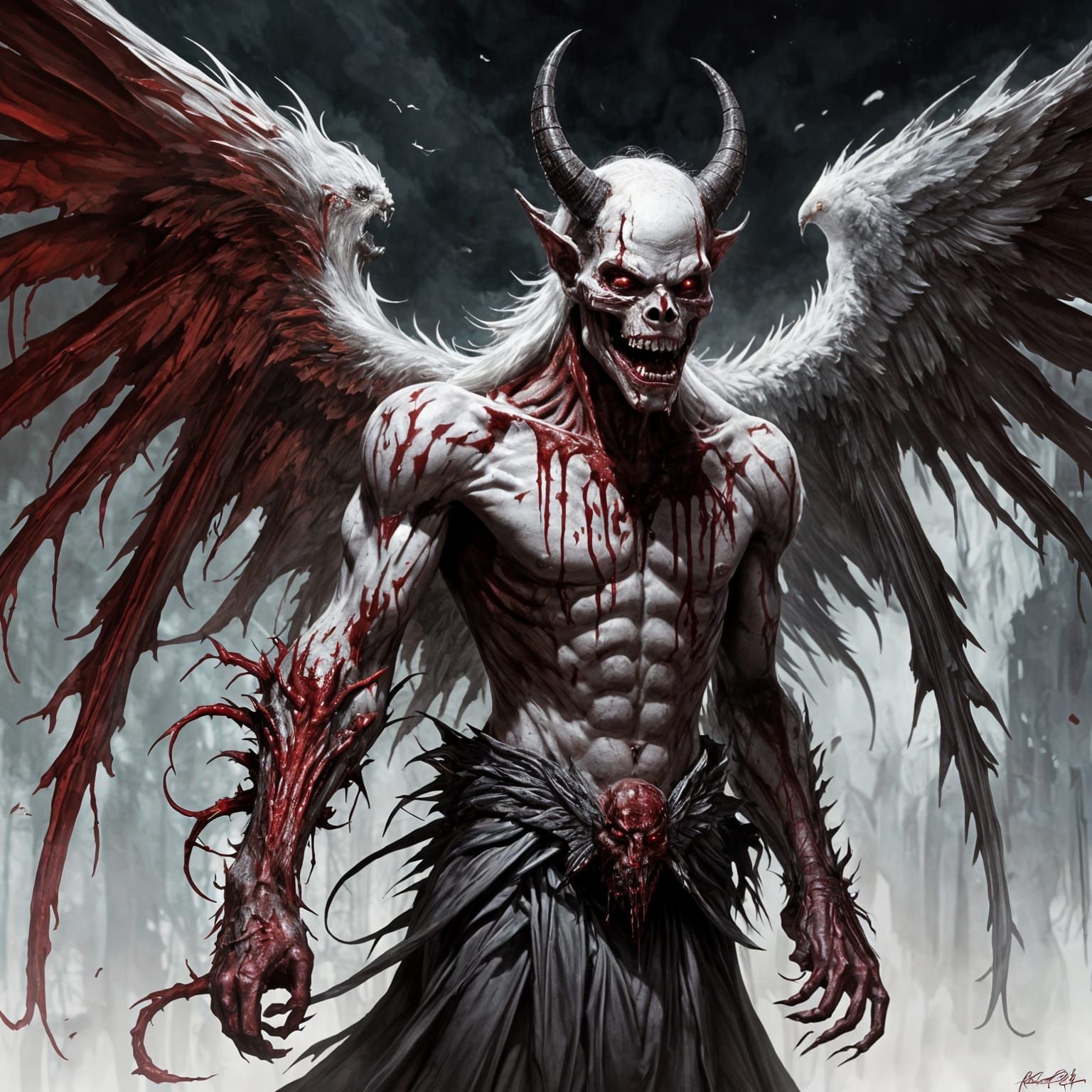 Sinister Angelic Skinwalker with Devil Head