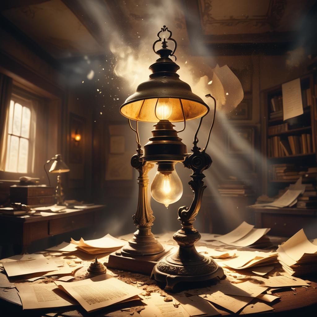 Old Lamp Concept Art in a Dimly Lit Room