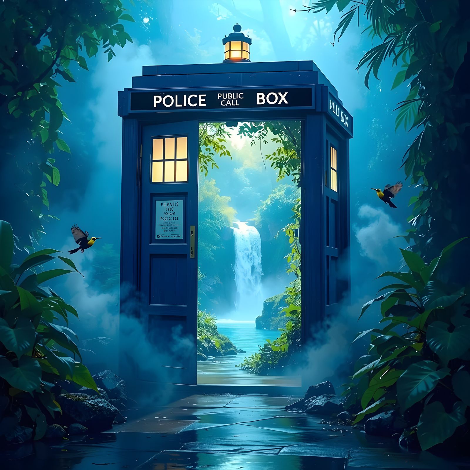 Mysterious Police Box Hides Tropical Jungle