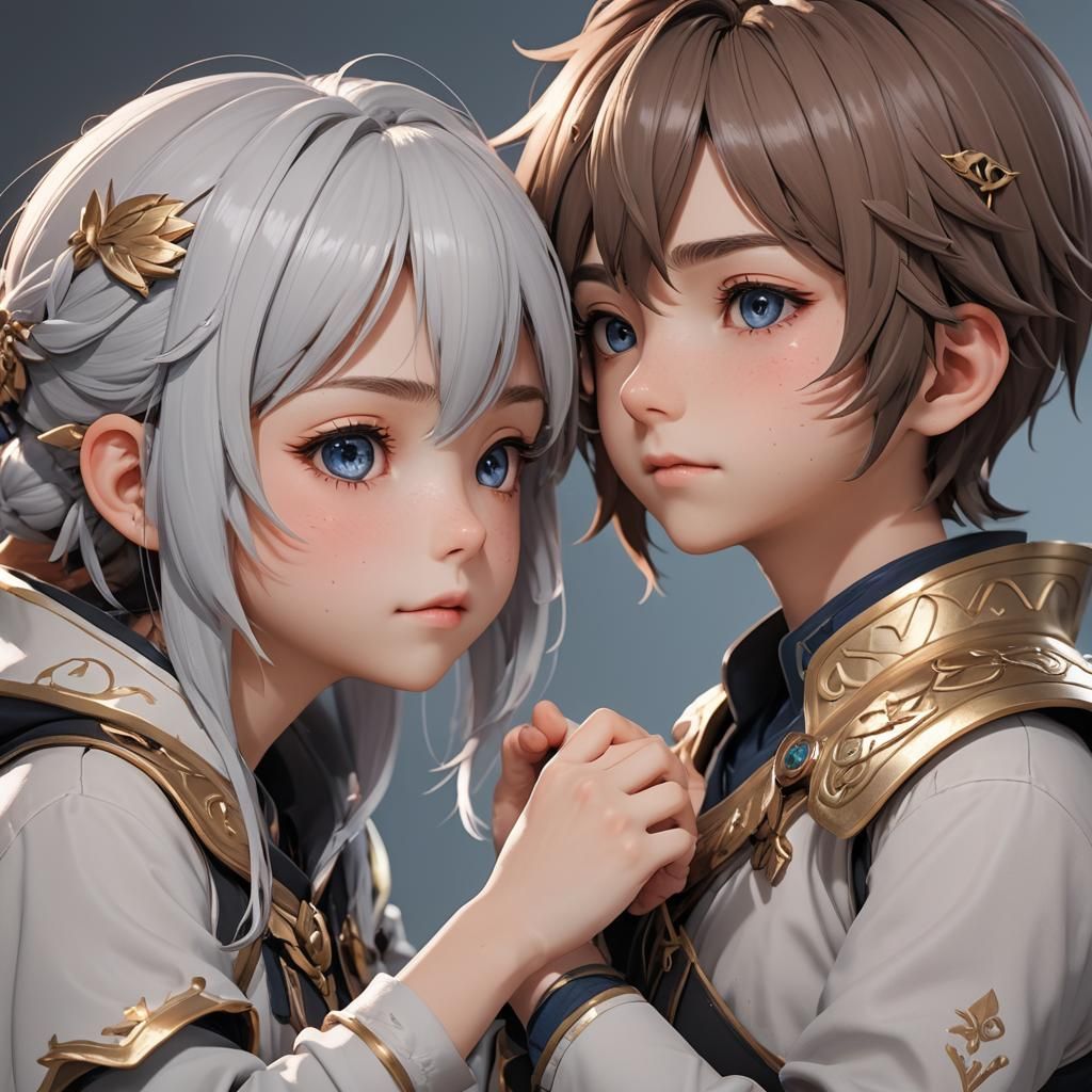 Giant Girl Teasing Tiny Brother in 3D Anime Style