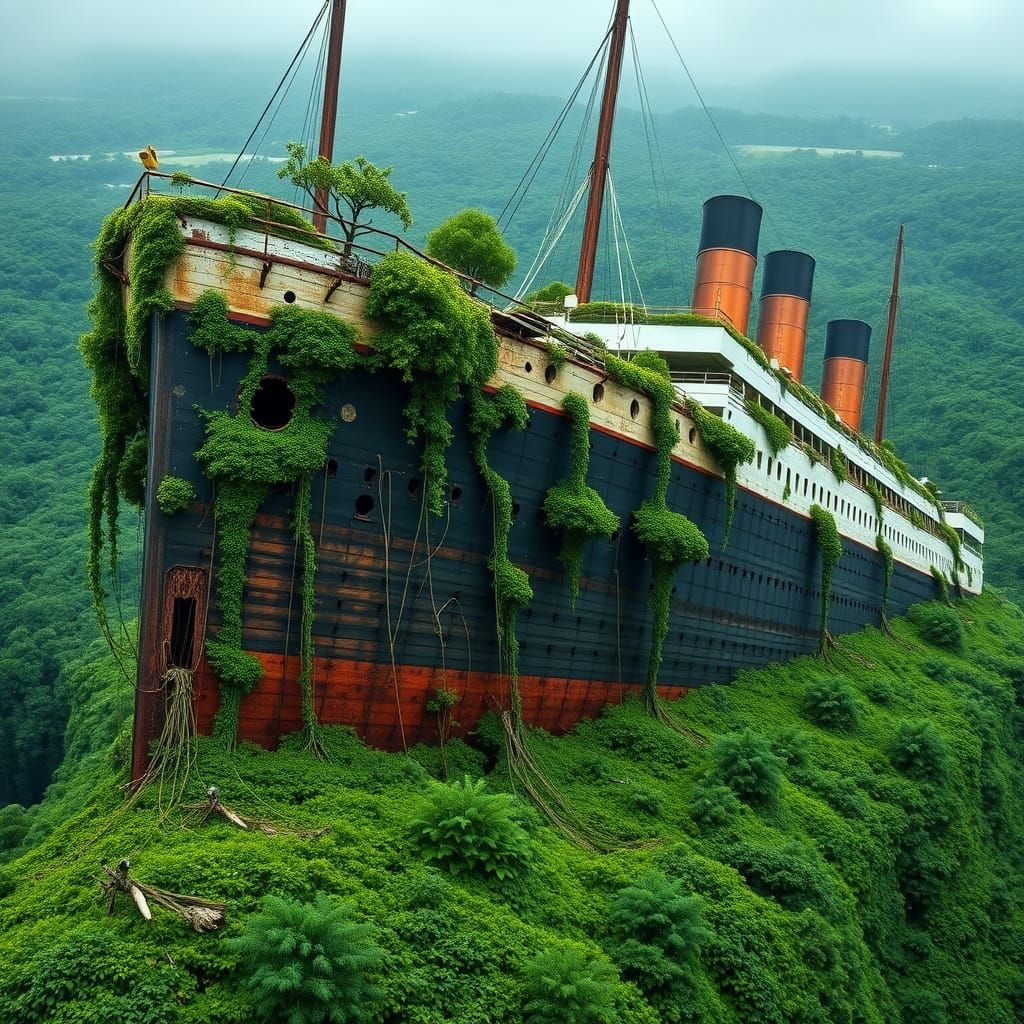 Abandoned Ocean Liner Transformed into a Verdant Island Oasi...