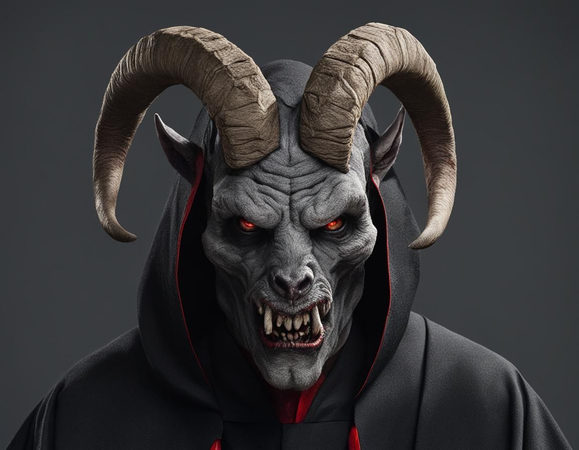 Terrifying Goat-Faced Demon in Black Robes