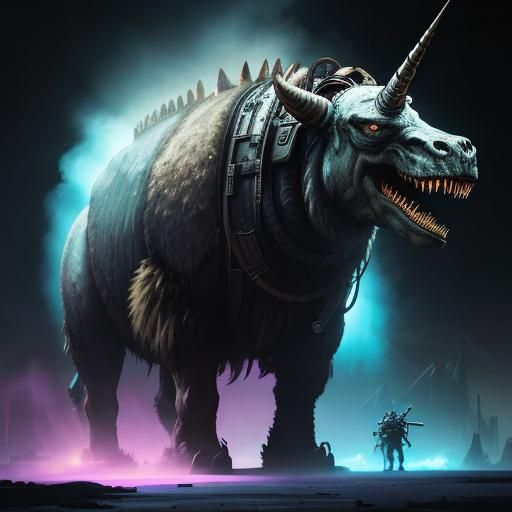 Dieselpunk Mechanic and Stone Age Unicorn