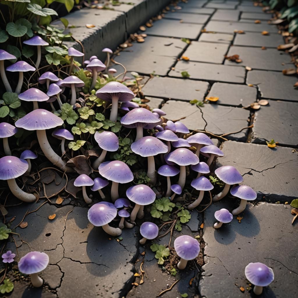 Surreal Purple Mushrooms and Vines Concept Art
