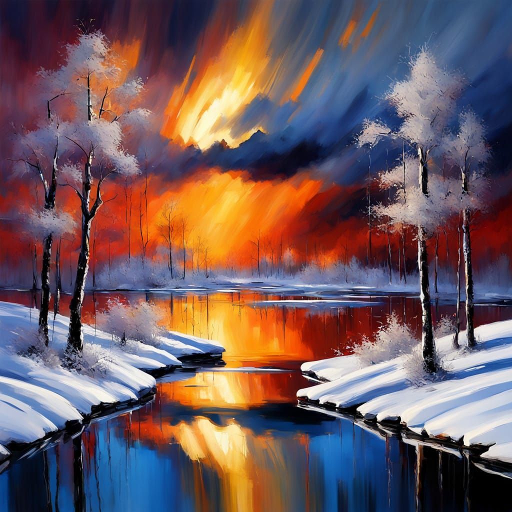 Colourful winter sky