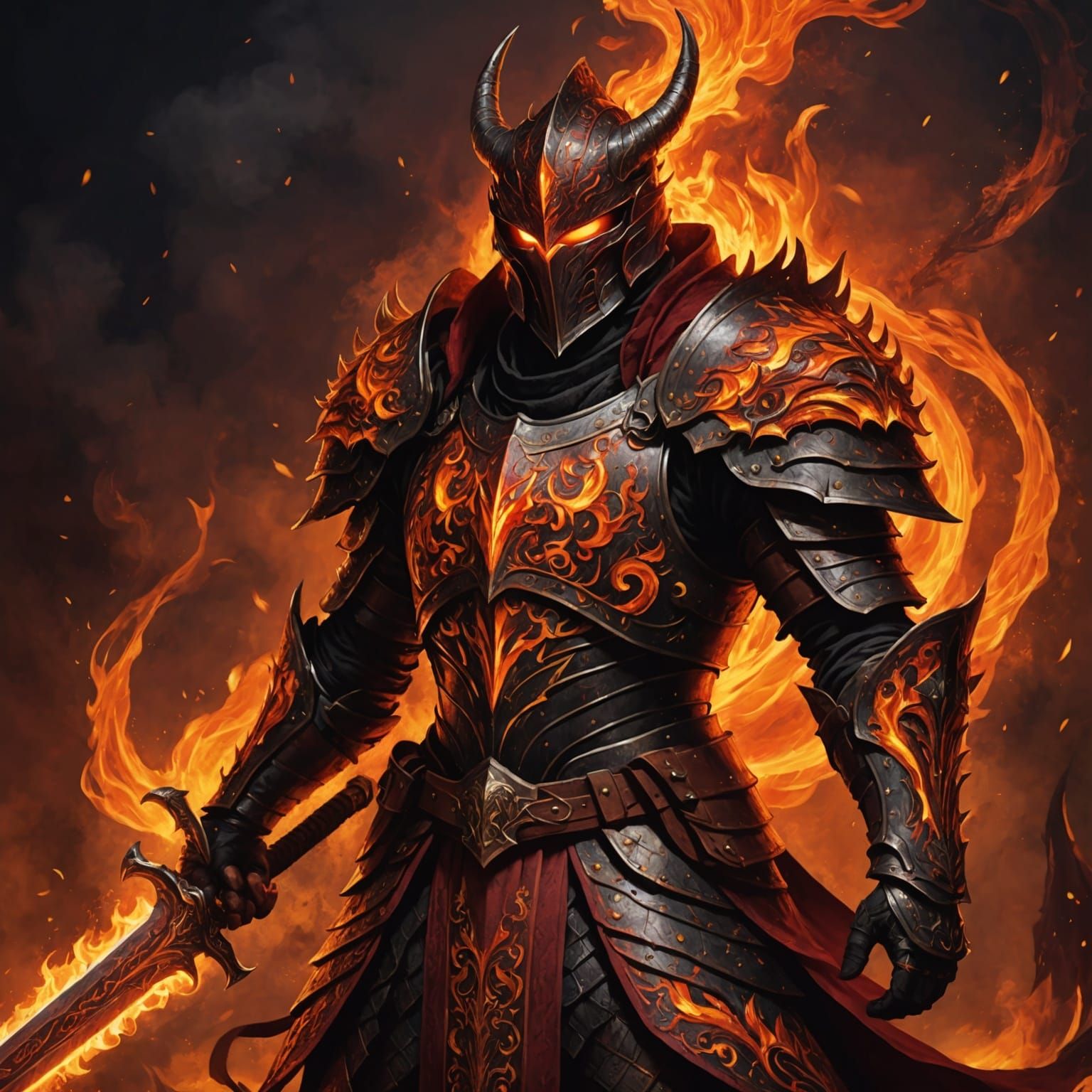 Crimson Dragonscale Warrior in Fiery Dark Fantasy