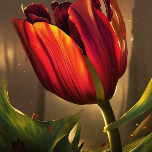 Detailed Tulip: Fantasy Art in Greek Light