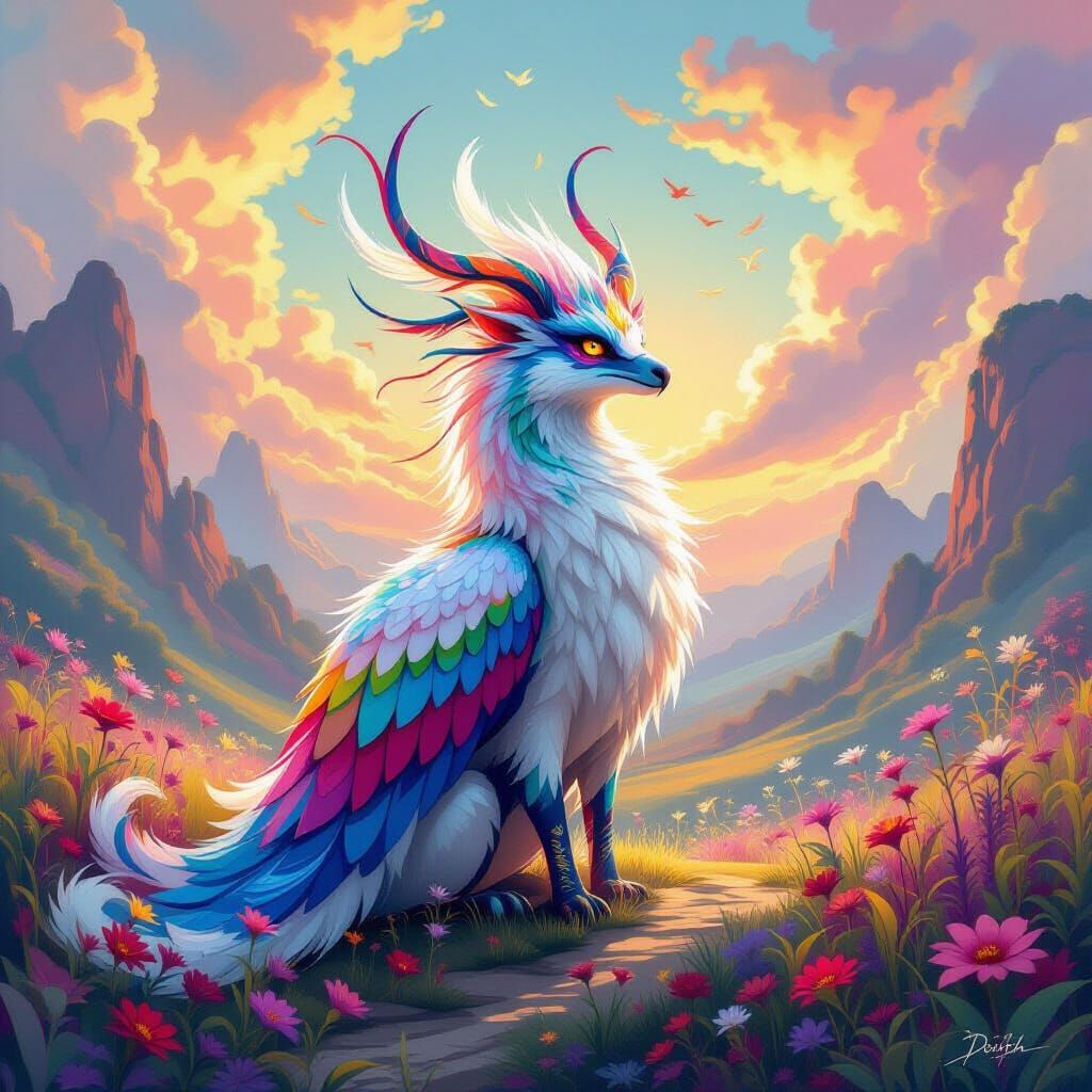 Mystical Creature in Dreamlike Landscape
