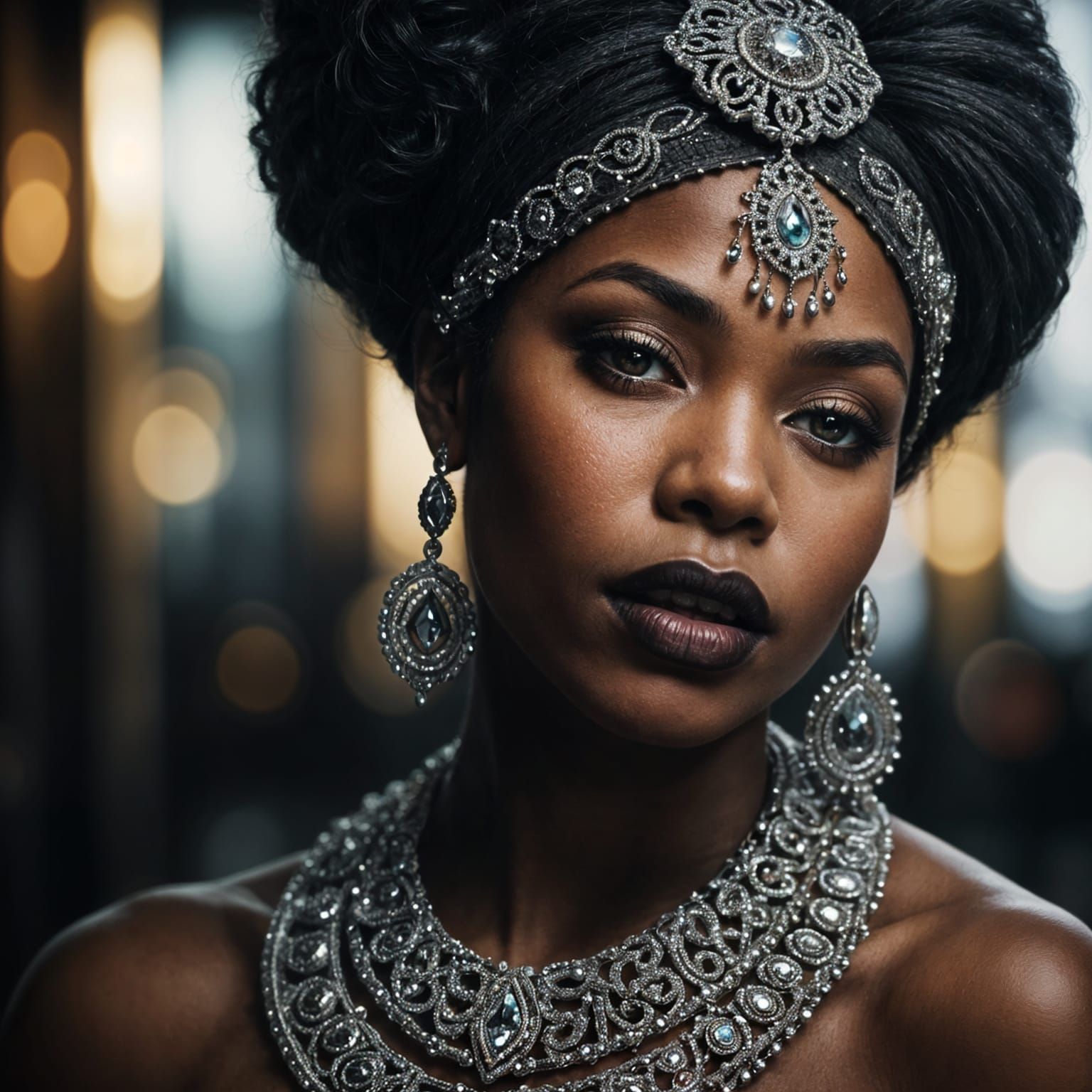 Beautiful Black Woman Portrait in Hyperrealistic Style