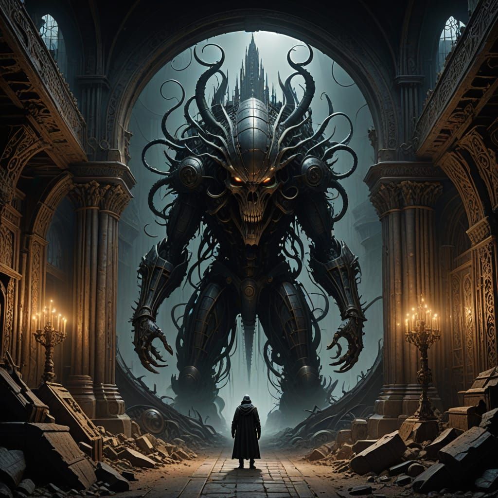 Gothic Dark Fantasy Timepiece in a Mystical Castle Environme...