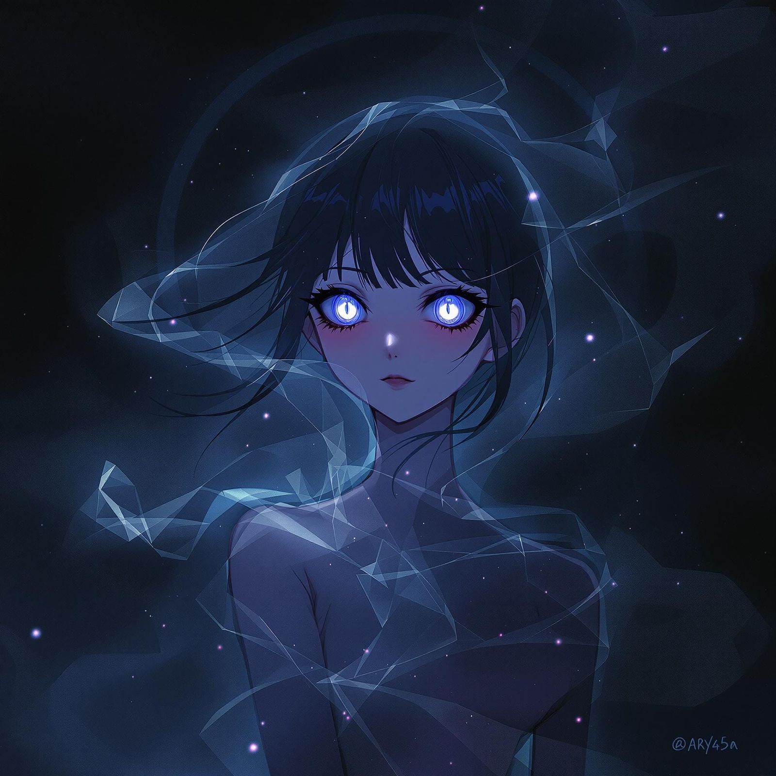 Ethereal Ghost Girl with Hypnotic Eyes, Anime Style