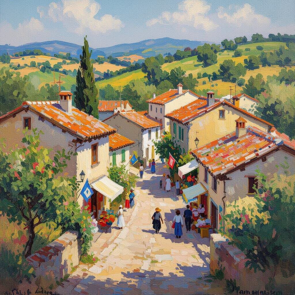 Landscape with an old village