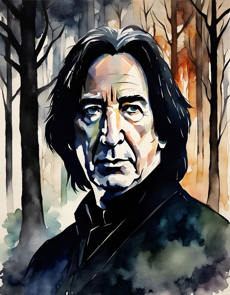 Portrait of Alan Rickman as Severus Snape, Shadowy Woods, Wa...